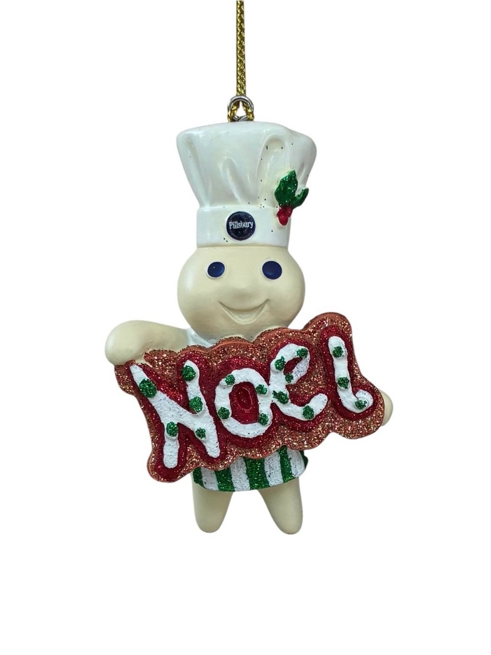 Vintage Danbury Mint Pillsbury Doughboy Glitter Holiday Christmas Ornament